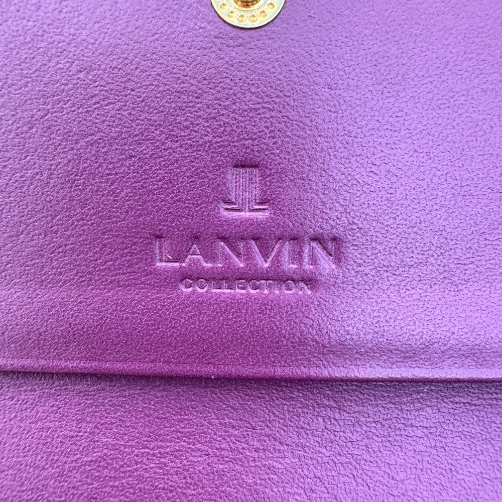 Lanvin Collection Patent Leather Long Wallet Purple Bow Zip Coin Purse - Picture 6 of 10
